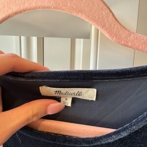 Madewell navy blue velvet top
